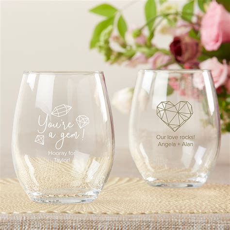 personalized  oz stemless wine glass elements famous favors