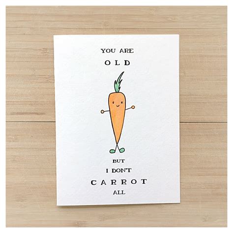 carrot card funny birthday card birthday card greeting card cute