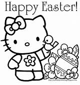 Easter Coloring Kitty Hello Pages Happy Color Print Colouring Cute Printable Kids Spring Cartoon sketch template