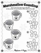Activities Worksheets Hot Chocolate Winter Printable Counting Activity Preschool Math Kindergarten Marshmallow K3 Educational Printables Marshmallows Kids Doug Theme Numbers sketch template