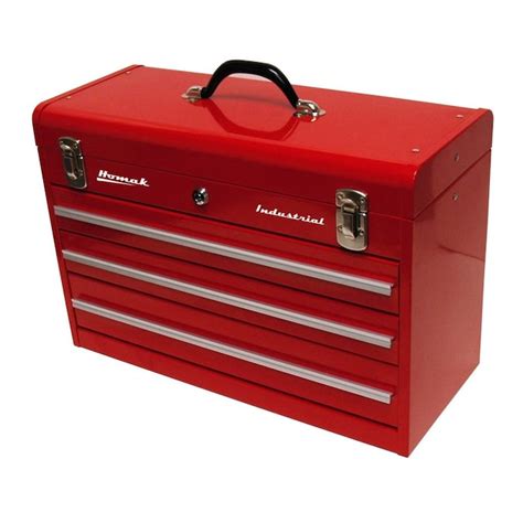 Homak Industrial 20 25 In 3 Drawer Steel Lockable Tool Box Red In The