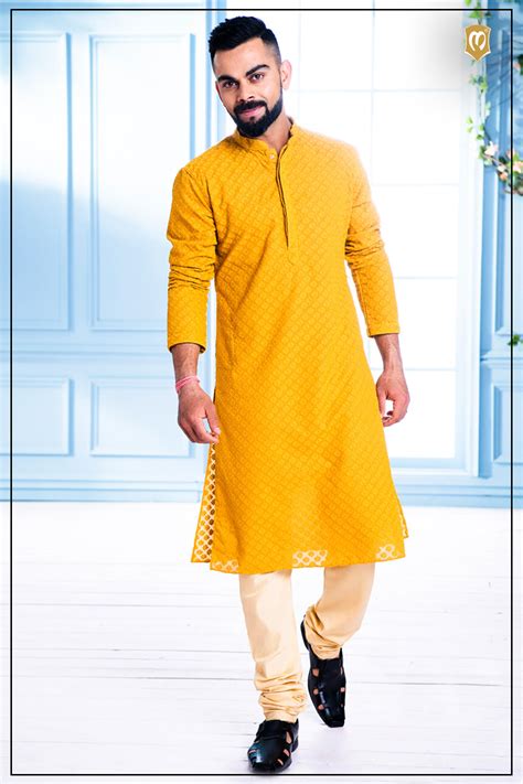 vibrant yellow embroidered kurta wedding kurta  men gents kurta