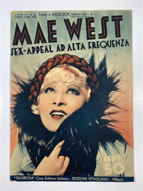 mae west magazine sex appeal italian ed 2 pg pinup centerfold 1934 rare