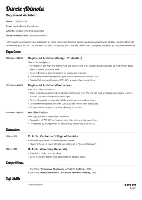 architecture resume examples template