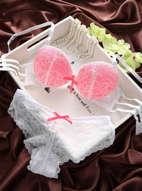 new bra and brief set women lingerie sexy embroidery lace underwear sets padded girls bra set 3 4