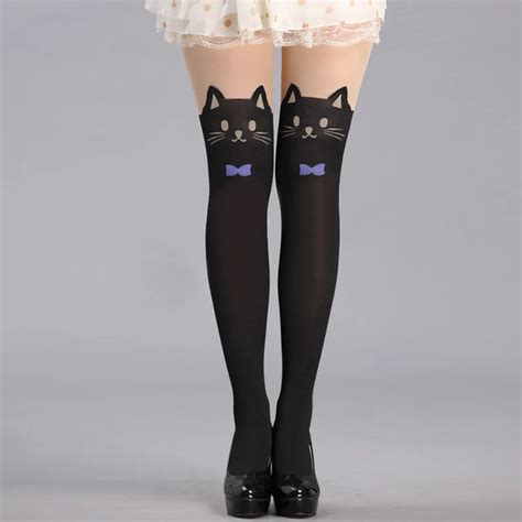 Women Stockings Pantyhose Ribbed Over Cute Cat Rabbit Sexy Slim Tights