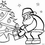 Christmas Santa Tree Coloring Color Pages Print Near Claus Hellokids sketch template