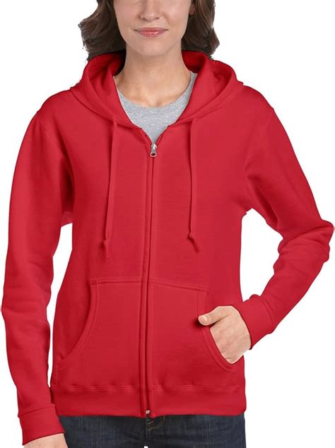 gildan womens full zip hooded fl hoodie red size  sizex large amazoncouk clothing