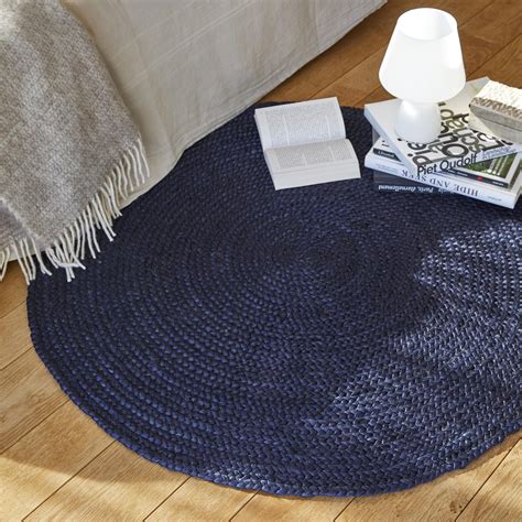 tapis decoratif naturel rond diam tapis bleu tapis  tapis rond