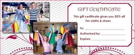 gift certificate clothes certificate  participation template