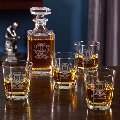 courthouse personalized liquor decanter and glasses set