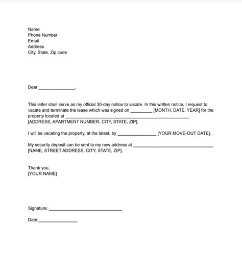 apartment  day notice letter template