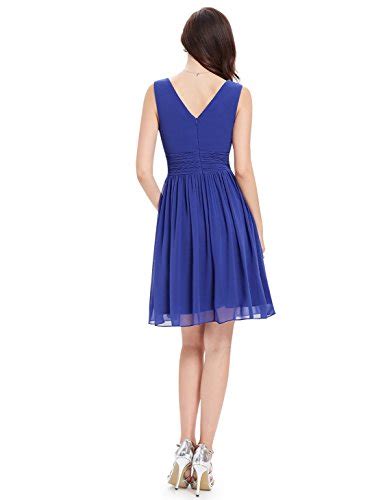 Ever Pretty Double V Neck Ruched Waist Short Cocktail Party Dress 03989