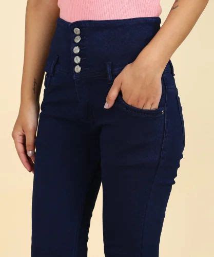 Skinny Navy Blue Stretchable Ankle Jeans Button High Rise At Rs 320