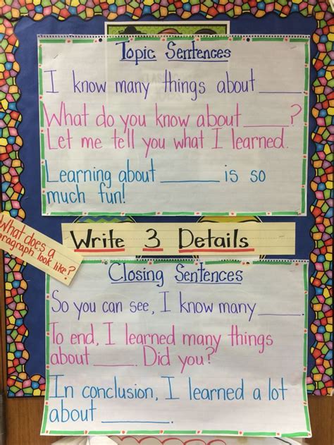 Topic sentence and closing sentence anchor chart