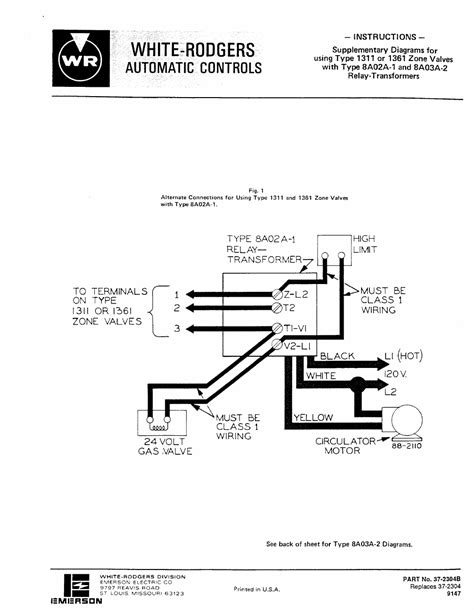 white rodgers  wire zone valve wiring diagram
