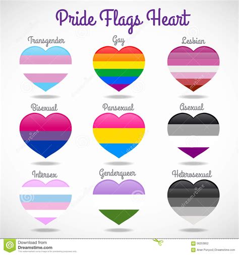 Set Of Gay Pride Flags With The Word Hello In Different Languag Stock
