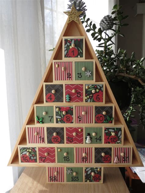 christmas tree advent calendar wooden drawers contemporary