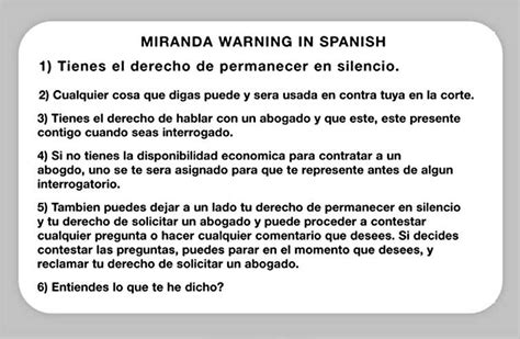 spanish miranda rights translations language connections