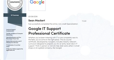experience   google  support professional certificate  coursera