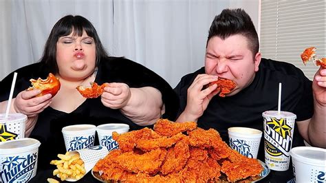 Massive Fried Chicken Feast With Hungry Fat Chick • Mukbang Youtube
