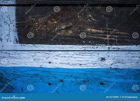 uitstekend houten donker die hout   blauw wordt geschilderd stock afbeelding image