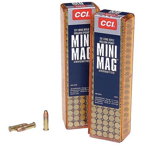 cci mini mag  lr copper plated hollow point ammunition academy