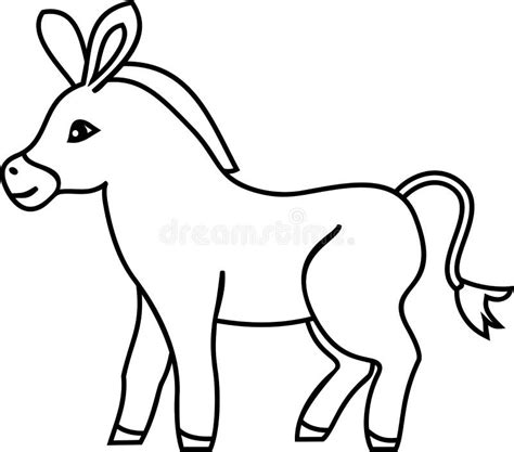 coloring page cute cartoon donkey stock vector illustration