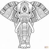 Zentangle Coloring Elephant Pages Printable Supercoloring Drawing sketch template