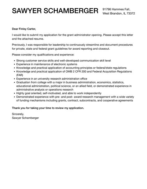 grant administrator cover letter velvet jobs