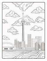Toronto Coloring Tower Skyline Drawing Pages Cn Canada Getdrawings Getcolorings Cray sketch template