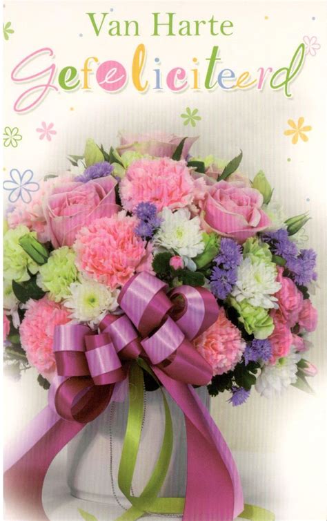 wenskaart met bloemen van harte gefeliciteerd bloem verjaardag gefeliciteerd verjaardag kaarten