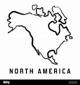 America North Outline Continent Map Simple Shape Alamy Simplified Smooth Vector sketch template