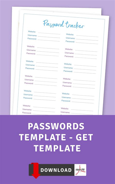 password organize planner pages password tracker printable etsy