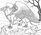 Coloring Pages Griffin Gryphon Animals Printable Fantastic Fantasy Animal Coloriage Animaux Adult Fantastiques Colouring Color Griffon Dragon Adults Creatures Therapy sketch template