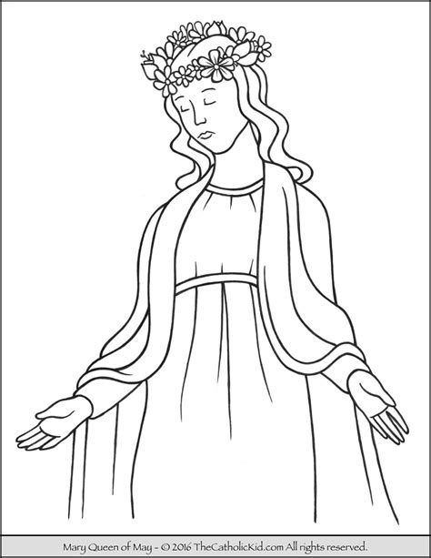 mary queen   crowning coloring page  catholic kid