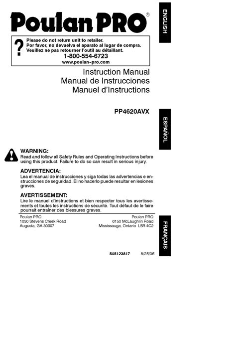 poulan pro ppavx instruction manual   manualslib
