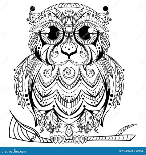zentangle abstract owl design stock vector illustration  book cute