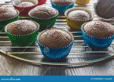 chocolate cupcakes  foil liners stock photo image  delicious party