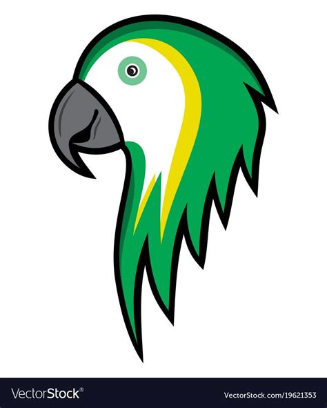 parrot head  green  yellow feathers
