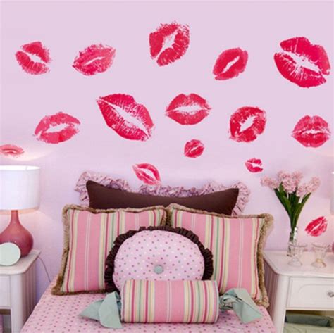 kisses wall sticker sex red lips print wall decals home decor girls