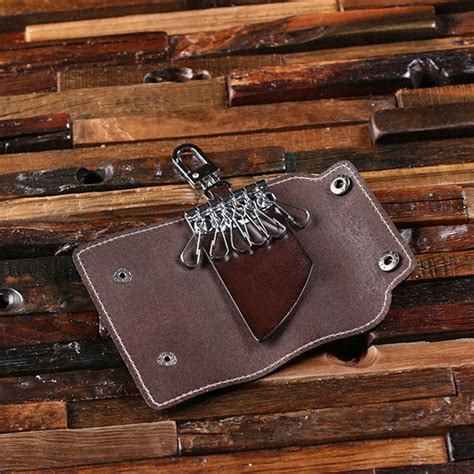 personalized multiple key ring holder  dark brown light brown
