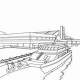 Ausmalen Yate Barco Boot Barcos Hellokids Pier Navio Kreuzfahrtschiff Cruzeiro Canoe sketch template