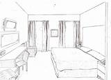 Drawing Perspective Point Room Easy Bedroom Bed Drawings House Two Living Simple Pencil Building Inside Dimensional Sketch Eye Interior Cartoon sketch template
