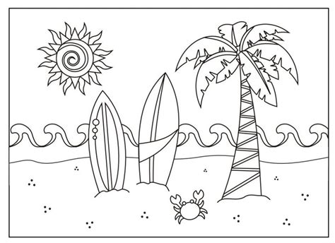 coloring page  surfboards  palm trees