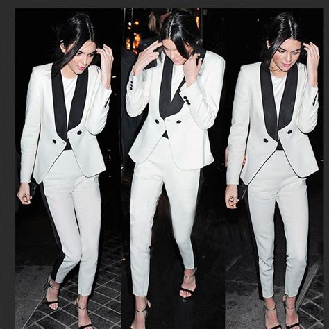 2017 Fashion Black And White Double Breasted Women Two Piece Pant Suits