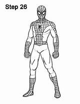 Spider Body Man Sketch Spiderman Drawing Draw Line Marvel Drawings Step Sketches Lines Easy Easydrawingtutorials Cartoon Coloring sketch template