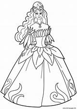Coloring Dress Flower Pages Princess Printable Print sketch template
