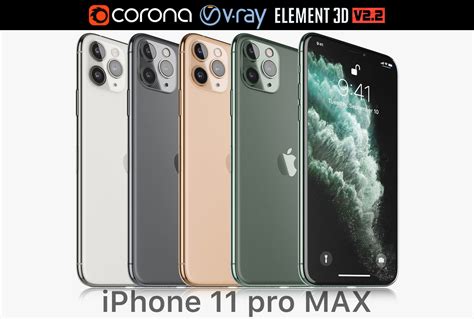 apple iphone  pro max  colors  model cgtrader