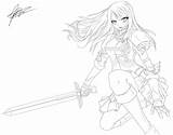 Erza Scarlet Lineart Fairy Tail Manga Deviantart Anime sketch template